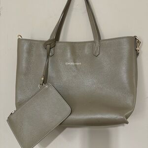 Persaman New York Olive Green Tote with Pouch